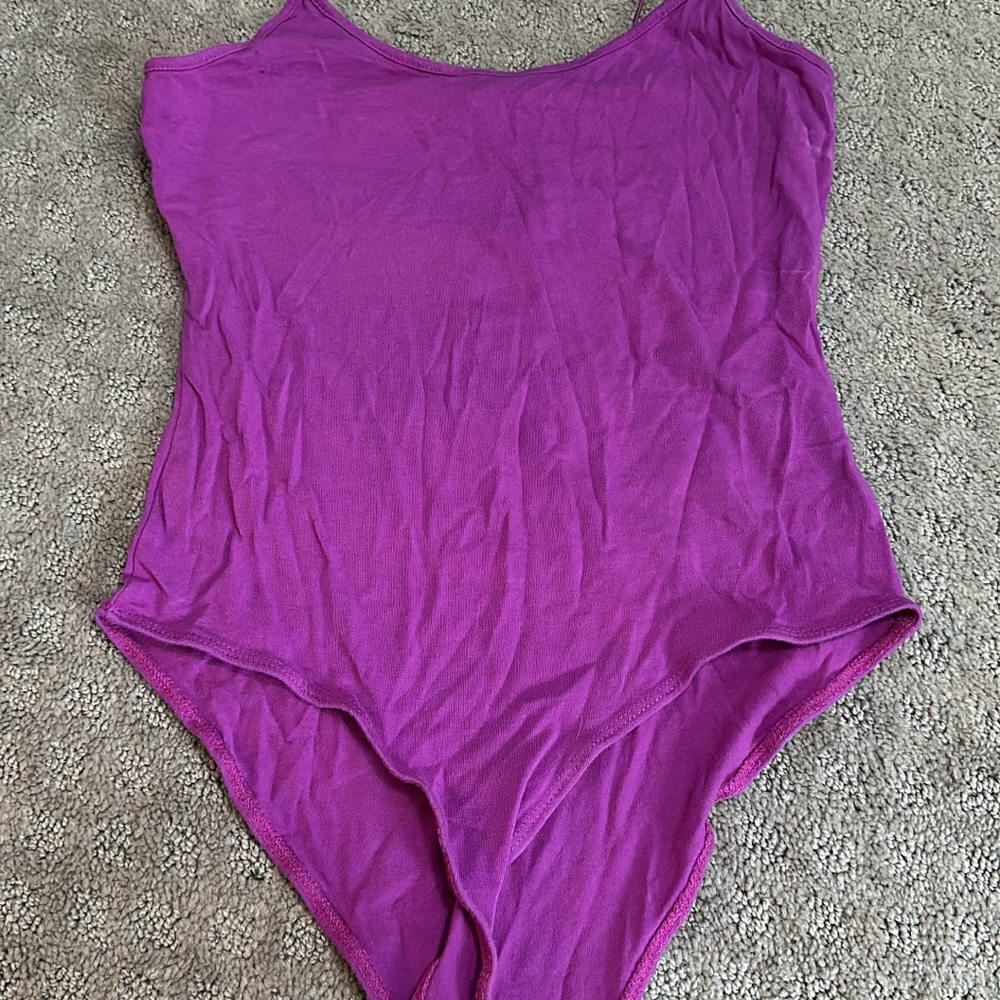 Purple Bodysuit One Piece with Scoop Neckline